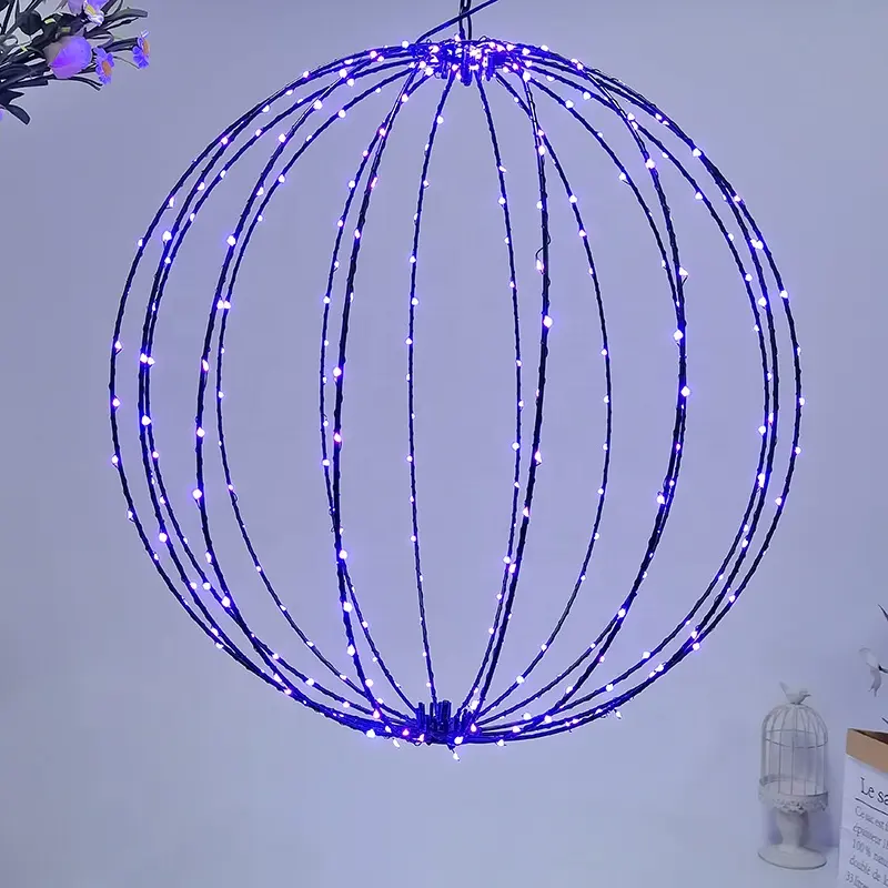 Hristmas-Bola colgante plegable para decoración de árbol, globo grande de 40/50/60cm para jardín, marco de hierro ligero