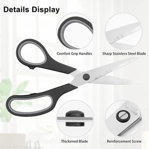 Venta directa del fabricante: tijeras de papel de plástico de acero inoxidable multifuncionales personalizadas con mango de agarre para uso doméstico y de oficina - Product Image 3