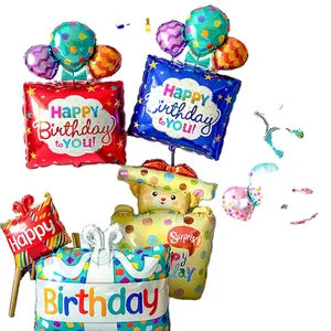 Yeni tasarım mum kek şekilli folyo balon mutlu doğum günü hediyesi alüminyum folyo balon çocuklar için doğum günü partisi dekorasyon oyuncak