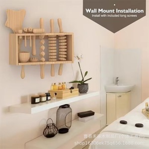 Support pour outils de thérapie en bois, support de rangement à 2 niveaux avec plusieurs trous pour une utilisation sur le bureau - Product Image 3