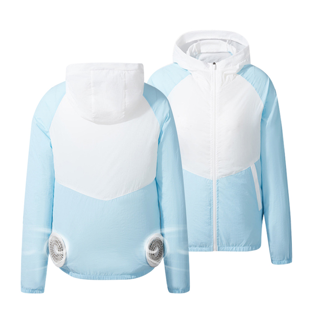 Cooling Fan Jacket with 2 Fans 3 Speed Adjustable Sun Protection Air Conditioned Summer Work Windbreaker for Outdoor Fishing