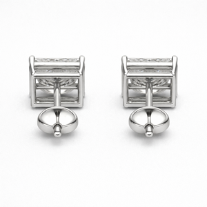 Premium Fine Platinum Princess Cut Stud <b>Earrings</b> Secure Screw <b>Back</b> High Clarity Brilliant Sparkle Elegant Jewelry Daily Party - Product Image 5