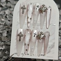 Ongles en acrylique press-on faits main, motif papillon bleu, incrustés de diamants, scintillants, 10 pièces, courts/moyennes longueurs, pour nail art