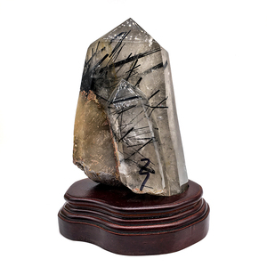 Punte di Quarzo Nero Rutilato Naturale all'Ingrosso, Torre di Cristallo di Quarzo Nero con Punte per Decorazione e Vendita - Product Image 6