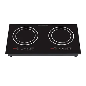 2 burner induction stove household kitchen black crystal plate built in induction cooker