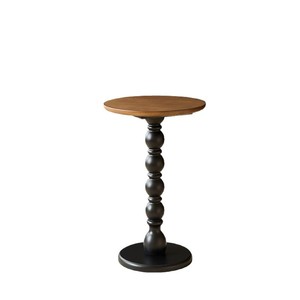 Retro Pull-Out Side <b>Table</b> Solid Wood Round Storage Coffee <b>Table</b> Living Room <b>Sofa</b> Accent <b>Table</b> Vintage Style - Product Image 3