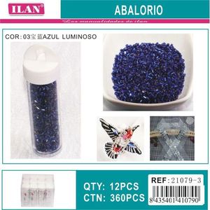 Perline ILAN Abalorio 03 blu luminose per la creazione di gioielli artigianali, 12 pezzi per tubo - Product Image 1