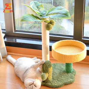 Poste rascador para gatos con diseño de hojas verdes y cuerda de sisal, para gatos de interior, productos para mascotas - Product Image 5