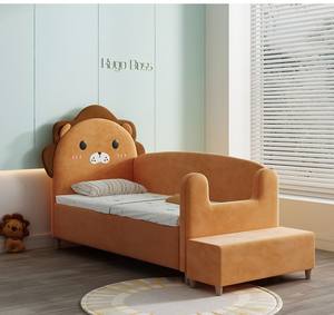 Lit d'enfant en bois moderne Little Lion Lit simple pour garçons avec protection des bords et garde-corps Chambre à coucher - Product Image 5