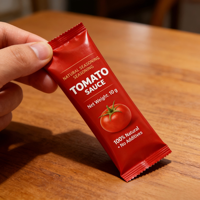 Sachets plats personnalisés anti-humidité à scellage arrière 5g 10g, sacs Mylar pour ketchup et sauces tomate