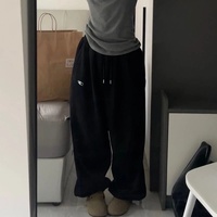 Pantalon de jogging ample gris pour femme avec cordon de serrage, taille élastique, style streetwear, pantalon ballon pour l'entraînement