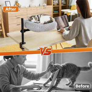 Cat <b>Desk</b> Bed 360° Rotating Height Adjustable Nest Hammock for <b>Small</b> Cats Indoor Office <b>Table</b> Clamp Space Save Kitten <b>Desk</b> Beds - Product Image 3