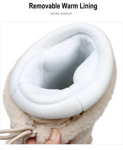 Oem מסוגנן קטיפה פרווה הברך-מגפי שלג בחורף גבוהים עבור נשים שטוח עיצוב אנטי החלקה רשת רירית פיר עור תכונות תרמית - Product Image 6