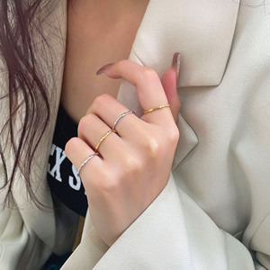 S925 Pure Silver Bamboo <b>Ring</b> Women's Minimalist Arc Design Fine Jewelry Everyday Wear - Product Image 2