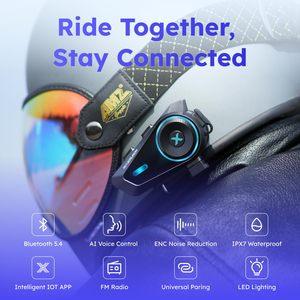 MAXRUNON D10 4 Riders Group Connection <strong>Intercom</strong> Original Motorcycle <strong>Helmet</strong> <strong>Intercom</strong> <strong>With</strong> Any Brand Bluetooth Headset - Product Image 4