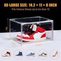 Grande vitrine écologique anti-poussière en acrylique transparente empilable pour chaussures, boîte de rangement et présentoir domestique avec couvercle