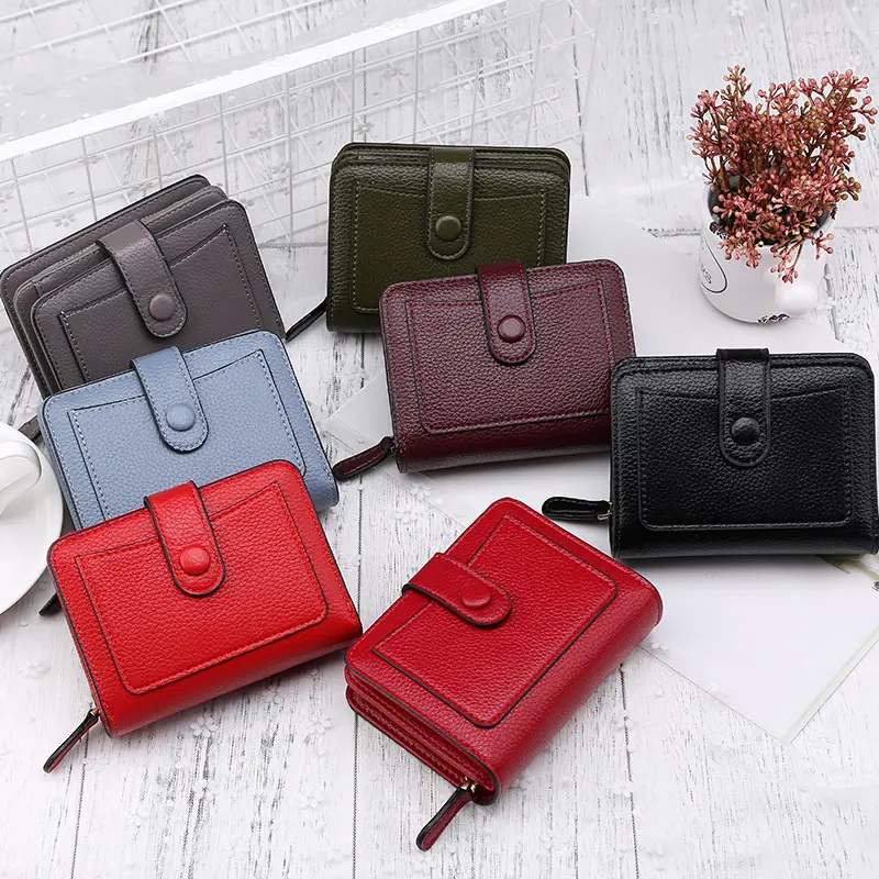 Billeteras de lujo para mujer, Mini monedero pequeño rojo y negro, Tarjetero con cierre