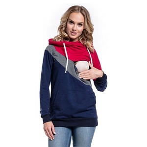 NZMAN Lot de 2 Chemises <span class=keywords><strong>d</strong></span>'<span class=keywords><strong>allaitement</strong></span> à manches longues avec capuche, Haut <span class=keywords><strong>d</strong></span>'<span class=keywords><strong>allaitement</strong></span>, Sweat-shirt gris rayé/gris raglan, Tricoté, Lavage en machine - Product Image 4