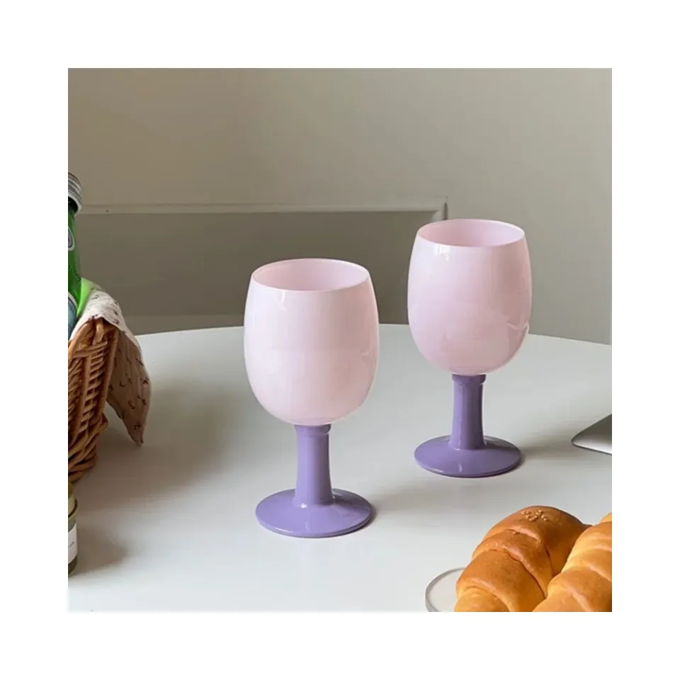 韓国風ピンクパープルステムデザートワインシャンパンウォーターグラスアンティークチューリップグラスフレンチヴィンテージワイングラス