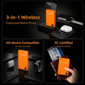 Batterie externe 10000mAh avec câble intégré, charge rapide, <span class=keywords><strong>chargeur</strong></span> de téléphone <span class=keywords><strong>portable</strong></span> <span class=keywords><strong>portable</strong></span>, 3 en 1, magnétique sans fil - Product Image 3