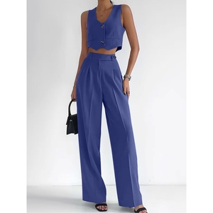 ชุดเซ็ต 2 ชิ้น เสื้อกั๊กขาสั้นลำลองสีพื้นสำหรับผู้หญิงแฟชั่นฤดูร้อน - Product Image 4