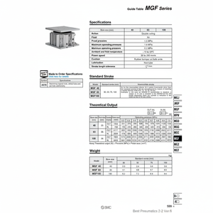SMC Pneumatics MGF100-90 Guide Table Cylindre Produit - Product Image 1