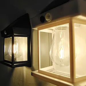 Lámpara de pared solar para exteriores inducción de cuerpo humano lámpara de pared de tungsteno de tres modos jardín luz nocturna a prueba de lluvia