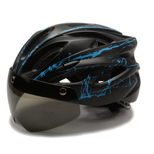 Casco de Ciclismo con Visera Desmontable, Diseño Negro y Azul, Unisex, para Adultos, para Bicicleta de Montaña y Carretera, 16-20 Ventilaciones - Product Image 1