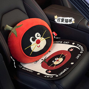 Coussin de nuque en peluche pour appuie-tête de voiture, motif chat mignon, rond, dessin animé, support lombaire d'hiver, utilisation générale, design ergonomique - Product Image 4