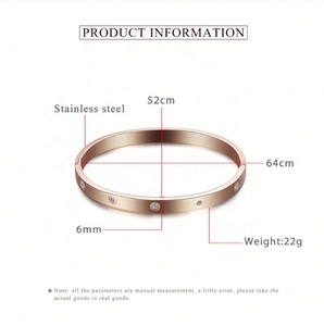Latest Hot Selling High Quality Fashion Gold Rose Gold Stainless Steel Zircon <b>Bangle</b> <b>Bracelet</b> Women - Product Image 6