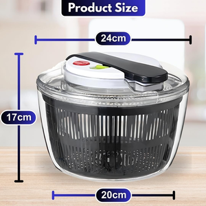 Nouveau Grand Essoreur Manuel Multifonction 3-en-1 à Pression avec Couvercle pour Fruits et Légumes, Essoreuse à Salade et Laitues, Ustensile de Cuisine - Product Image 2