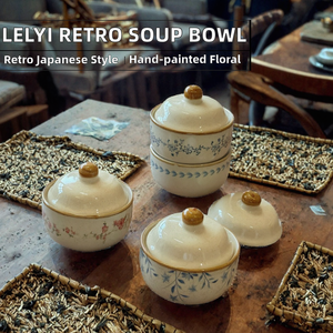 Lelyi Japanese Retro Hand-painted <b>Ceramic</b> Soup Bowl Cute Steamed <b>Egg</b> Bowl 400ml Stew Pot Party Use - Product Image 2