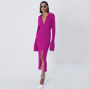 2022 autunno moda donna nuovo abito maglione a maniche lunghe <span class=keywords><strong>con</strong></span> scollo a V a maniche lunghe <span class=keywords><strong>con</strong></span> bottoni svasati - Product Image 5
