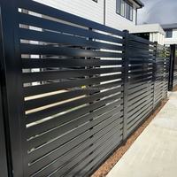 Layar pagar privasi aluminium hitam dengan panel Louver tampilan jelas pagar taman keselamatan gerbang layanan pemodelan 3D