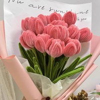 Fil de chenille en polyester de haute qualité, 30 cm, 8 mm d'épaisseur, 60 couleurs, pour la Saint-Valentin, kit de fleurs artisanales, fils floraux RP