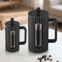 Cafetière à piston isolée avec noyau en verre résistant à la chaleur, cafetière portable pour la maison, le bureau et les voyages