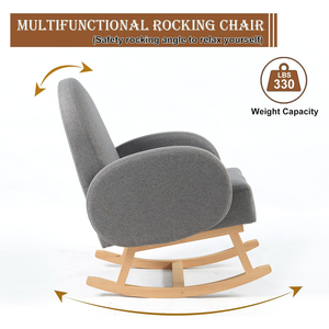 Modern Wooden Legs Rocker <strong>Read</strong> <strong>Chair</strong> High Spring Sponge High Backrest Armchair Comfy Side <strong>Chair</strong> Accent Nursery Rocking <strong>Chair</strong> - Product Image 3