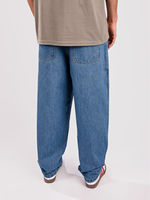 ZY Nouveau design Vente en gros Jeans baggy pour hommes à taille mi-haute avec poche latérale 100% coton Bleu Logo personnalisé Jean uni ample pour hommes