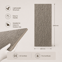 Panneau mural imperméable MORLENX en PU taupe imitation pierre, léger, texture rocheuse 3D pour façade de villa, extérieur, intérieur domestique