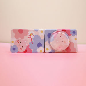 カスタムロゴ入り高級ピンクうさぎミラー、キュートなポケット折りたたみ式PUレザー、ステッカー装飾、水の流砂メイクアップミラー（女の子向け） - Product Image 5