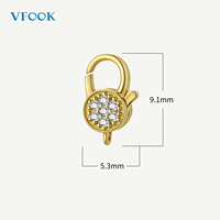VFOOK Findings – Fermoir de bijoux en laiton durable plaqué or 14 carats avec sertissage CZ de luxe et forme spéciale pour la fabrication de colliers