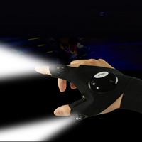 Gants de sécurité légers et imperméables sans doigts, coupe-vent, avec lampe LED intégrée, pour activités de plein air et pêche
