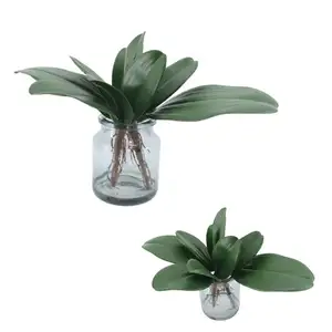 Natural Touch Orchid Leaf Fixed in Vase Artificial Plants PEVA Faux Phalaenopsis Orchids Leaves Artificial Orchids Leaves