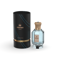 Boîte de papier de parfum violet violet personnalisé avec couvercle à charnière conception botanique en feuille d'or pour l'emballage de parfum cosmétique de marque