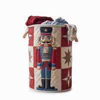 Panier à linge matelassé Casse-Noisette, portable, en polyester, bac de rangement pour vêtements, organisateur anti-poussière pour salle de bain, chambre à coucher, Noël