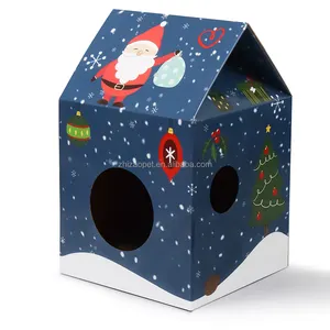トップセラーのクリスマススタイルの印刷猫スクラッチボード垂直猫の家