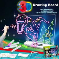 Samtoy Mini Dinosaure Version Planche à Dessin Fluorescent Effaçable 3D Magic Drawing Pad Pour Enfants Avec Lunettes