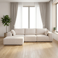 Canapé modulaire en forme de L HUATEAN 108 pouces avec assise profonde en PU, design moderne pour chambre à coucher (beige)