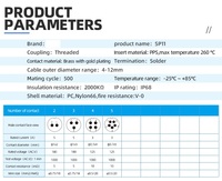 Conector de Plástico Impermeable IP68 SP1110/P SP1111/S de 2, 3, 4, 5 Pines, Macho y Hembra, En Línea, con Cable, Enchufe, Tuerca Trasera y Montaje en Panel