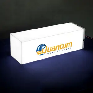 Custom Wall Style illuminating Cubic Square Acrylic Cylinder LED Light Box Shop Sign Logo Display